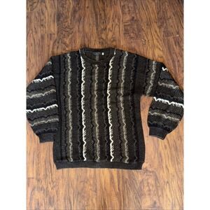Protege  2XLT Tan Black Knit SWEATER Brown Coogi Style Cosby 3D 1990s Pullover